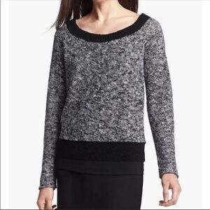 Eileen Fisher Melange Linen Twist Pullover Knit Sweater Size Small Black Casual